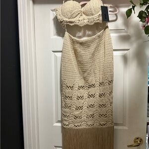Fashion Nova Cream Crochet Two-Piece Set